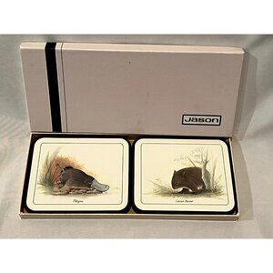 Jason Coasters Australian Animal Set 6 Cork Back Kangaroo Koala etc ORIGINAL BOX